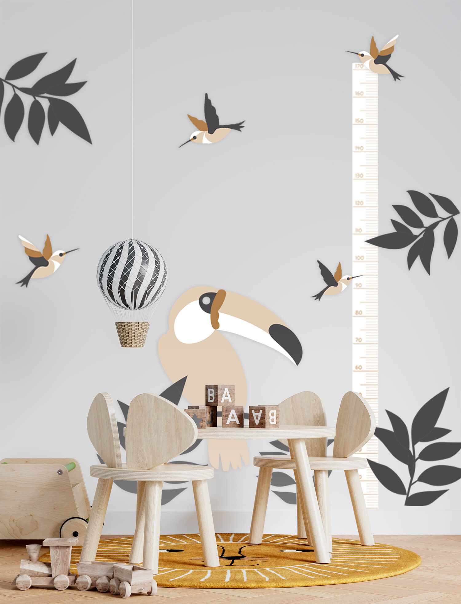 Autocolant de perete TOUCAN, 12 buc